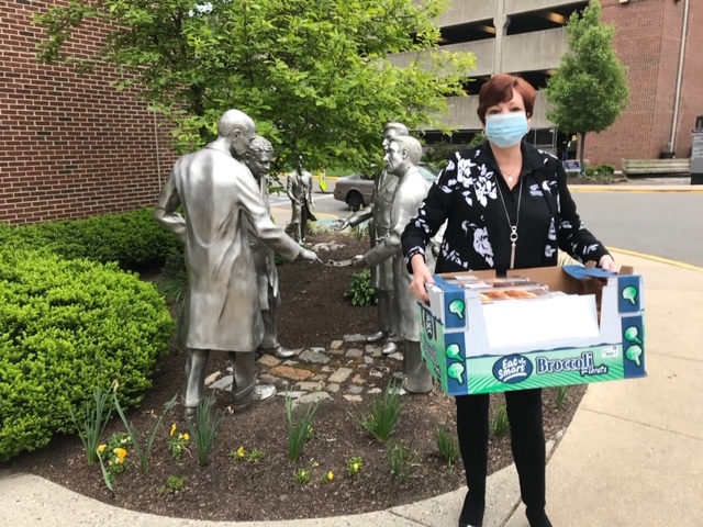 CEO Maryanne Klein and Treasurer Earl Laney delivered Danish to the heroes/medical staff at Presbyterian Hospital